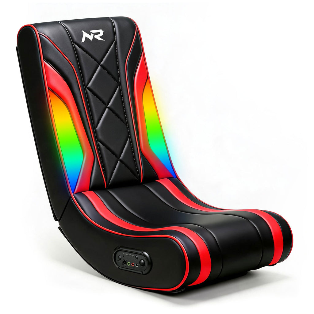 NoxRoc Video Gaming Floor Rocker Chair, Built-in Audio, RGB LED, For Gamers, Bedroom or Game Room