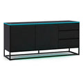 NoxRoc LED TV Stand for TVs Up to 75 Inch, Modern Entertainment Center with RGB LED Lights, Storage Cabinet with 2 Doors & 3 Drawers, Gaming Media Console with Metal Frame for Living Room, Black