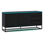 NoxRoc LED TV Stand for TVs Up to 75 Inch, Modern Entertainment Center with RGB LED Lights, Storage Cabinet with 2 Doors & 3 Drawers, Gaming Media Console with Metal Frame for Living Room, Black