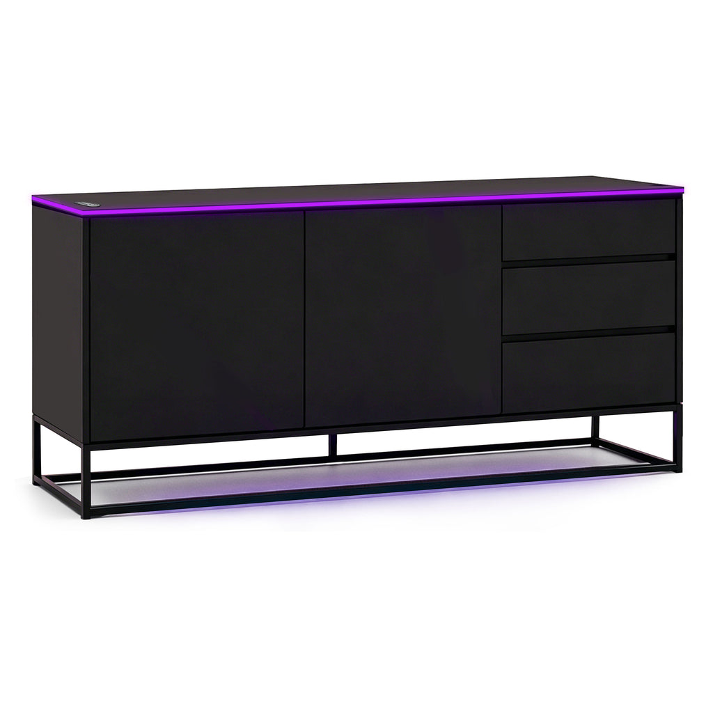 NoxRoc LED TV Stand for TVs Up to 75 Inch, Modern Entertainment Center with RGB LED Lights, Storage Cabinet with 2 Doors & 3 Drawers, Gaming Media Console with Metal Frame for Living Room, Black