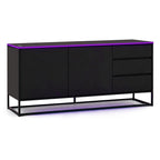 NoxRoc LED TV Stand for TVs Up to 75 Inch, Modern Entertainment Center with RGB LED Lights, Storage Cabinet with 2 Doors & 3 Drawers, Gaming Media Console with Metal Frame for Living Room, Black