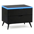 NoxRoc LED Nightstand with 2 Drawers, Modern Gaming Bedside Table with RGB LED Lights, Black Storage Cabinet for Bedroom, Living Room or Gaming Room