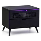 NoxRoc LED Nightstand with 2 Drawers, Modern Gaming Bedside Table with RGB LED Lights, Black Storage Cabinet for Bedroom, Living Room or Gaming Room