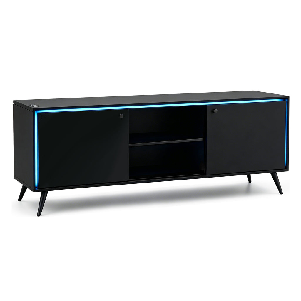 NoxRoc LED Gaming Entertainment Center for TVs Up to 75 Inch, Modern TV Stand with RGB LED Lights, Media Console with Storage Cabinets, Drawers & Open Shelves, Black Entertainment Center for Living Room