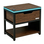 NoxRoc LED Nightstand with 2 Drawers, Modern Gaming Bedside Table with RGB LED Lights, Black Storage Cabinet for Bedroom, Living Room or Gaming Room
