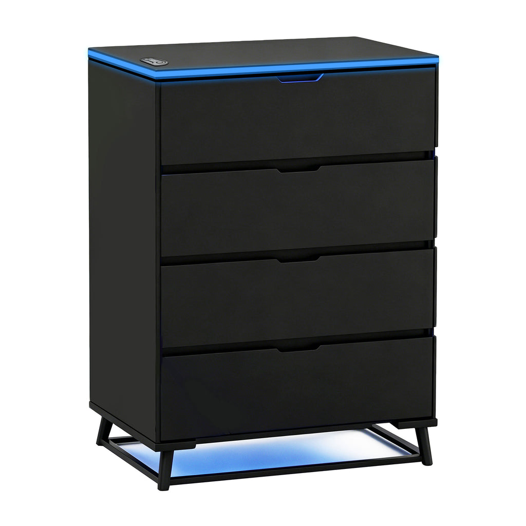 NoxRoc LED Gaming Storage Cabinet, Modern Accent Cabinet with RGB LED Lights, Storage Cabinet with Drawers, Doors & Open Shelves, Black Organizer for Gaming Room, Living Room, Bedroom & Home Office