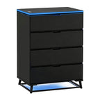 NoxRoc LED Gaming Storage Cabinet, Modern Accent Cabinet with RGB LED Lights, Storage Cabinet with Drawers, Doors & Open Shelves, Black Organizer for Gaming Room, Living Room, Bedroom & Home Office