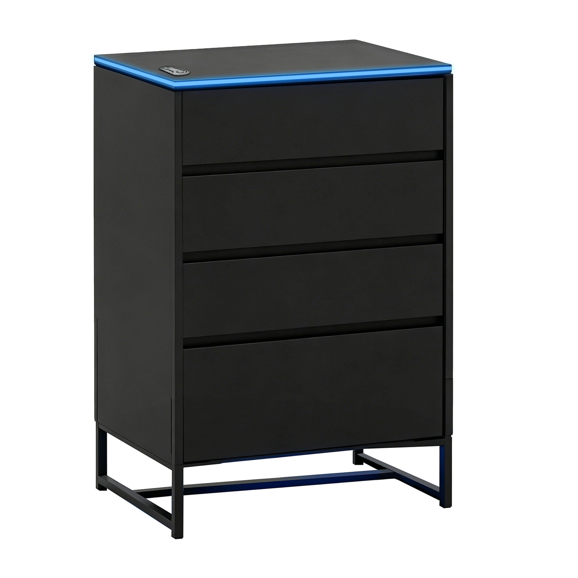 NoxRoc LED Gaming Storage Cabinet, Modern Accent Cabinet with RGB LED Lights, Storage Cabinet with Drawers, Doors & Open Shelves, Black Organizer for Gaming Room, Living Room, Bedroom & Home Office