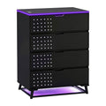 NoxRoc LED Gaming Storage Cabinet, Modern Accent Cabinet with RGB LED Lights, Storage Cabinet with Drawers, Doors & Open Shelves, Black Organizer for Gaming Room, Living Room, Bedroom & Home Office