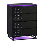 NoxRoc LED Gaming Storage Cabinet, Modern Accent Cabinet with RGB LED Lights, Storage Cabinet with Drawers, Doors & Open Shelves, Black Organizer for Gaming Room, Living Room, Bedroom & Home Office