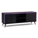 NoxRoc LED Gaming Entertainment Center for TVs Up to 75 Inch, Modern TV Stand with RGB LED Lights, Media Console with Storage Cabinets, Drawers & Open Shelves, Black Entertainment Center for Living Room