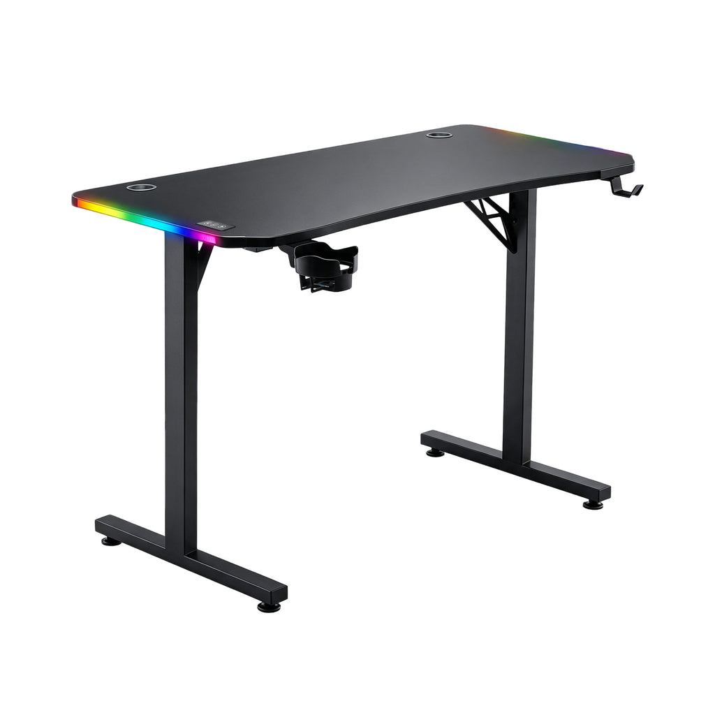 NoxRoc 50 Inch Gaming Desk with RGB LED Lights, 24"D x 50"W x 29"H, Large Computer Desk for Home Office, Stable Steel Frame, Easy Assembly