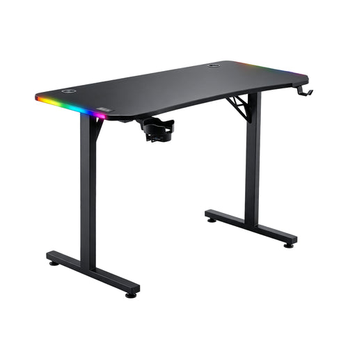 NoxRoc 50 Inch Gaming Desk with RGB LED Lights, 24"D x 50"W x 29"H, Large Computer Desk for Home Office, Stable Steel Frame, Easy Assembly