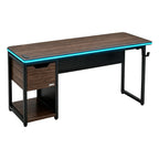 NoxRoc 55 Inch Gaming Desk with RGB LED Lights, Computer Desk with Drawer & PC Storage Shelf, Heavy-Duty Metal Frame Gamer Desk, Modern Home Office Workstation, 55" W x 24" D x 29" H