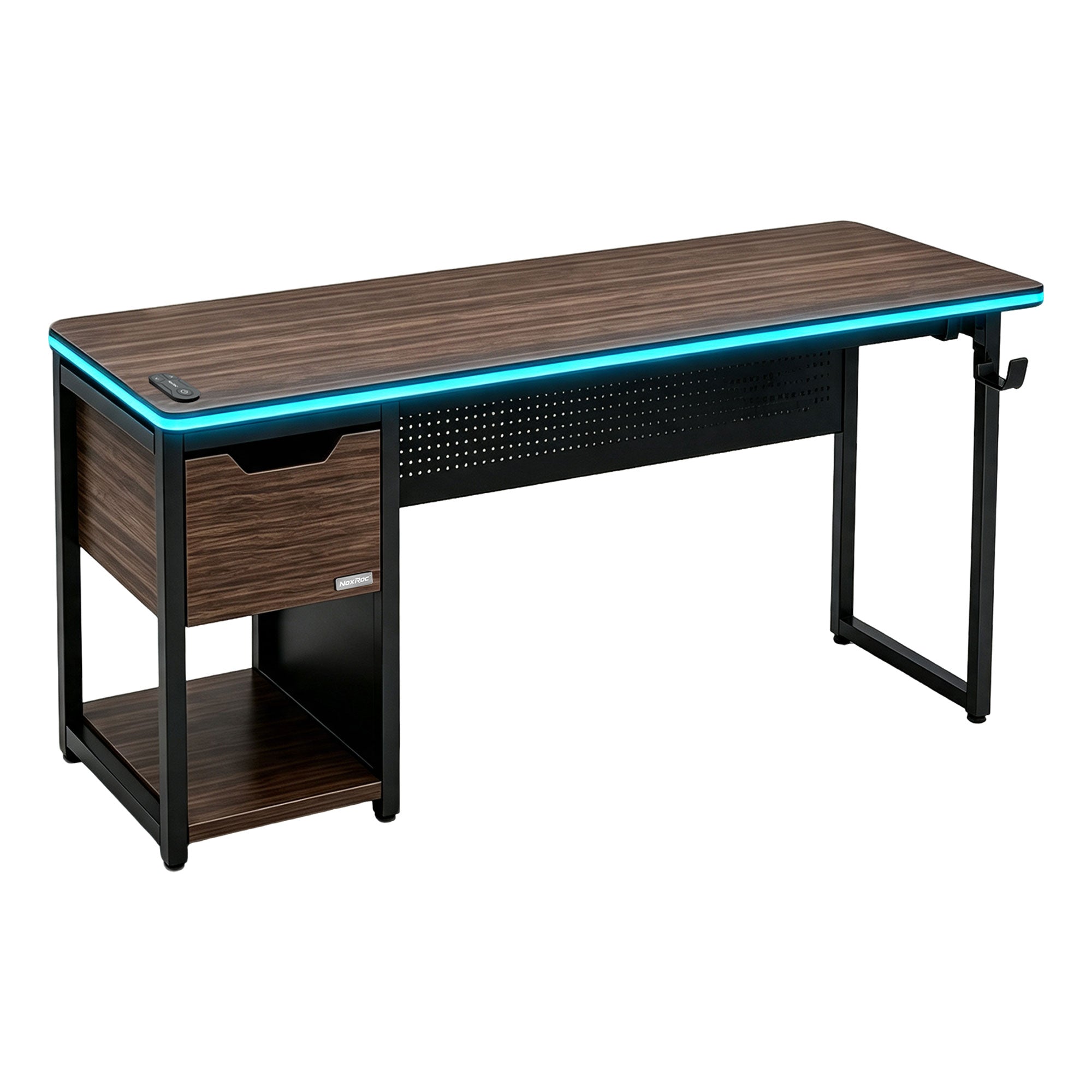 NoxRoc 55 Inch Gaming Desk with RGB LED Lights, Computer Desk with Drawer & PC Storage Shelf, Heavy-Duty Metal Frame Gamer Desk, Modern Home Office Workstation, 55" W x 24" D x 29" H