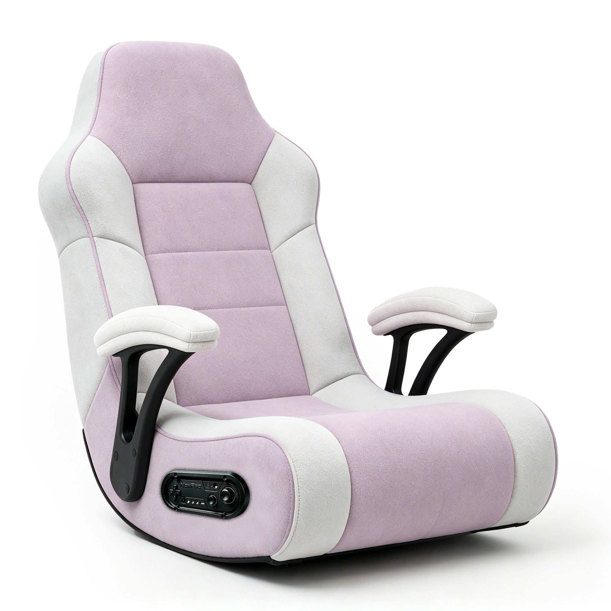 NoxRoc Gaming Floor Rocking Chair, Built-in Speakers with RGB LED, Foldable Soft Suede Floor Game Chair with Padded Armrests for Girls Teens Adults, Bedroom Game Room, Gamer Gift