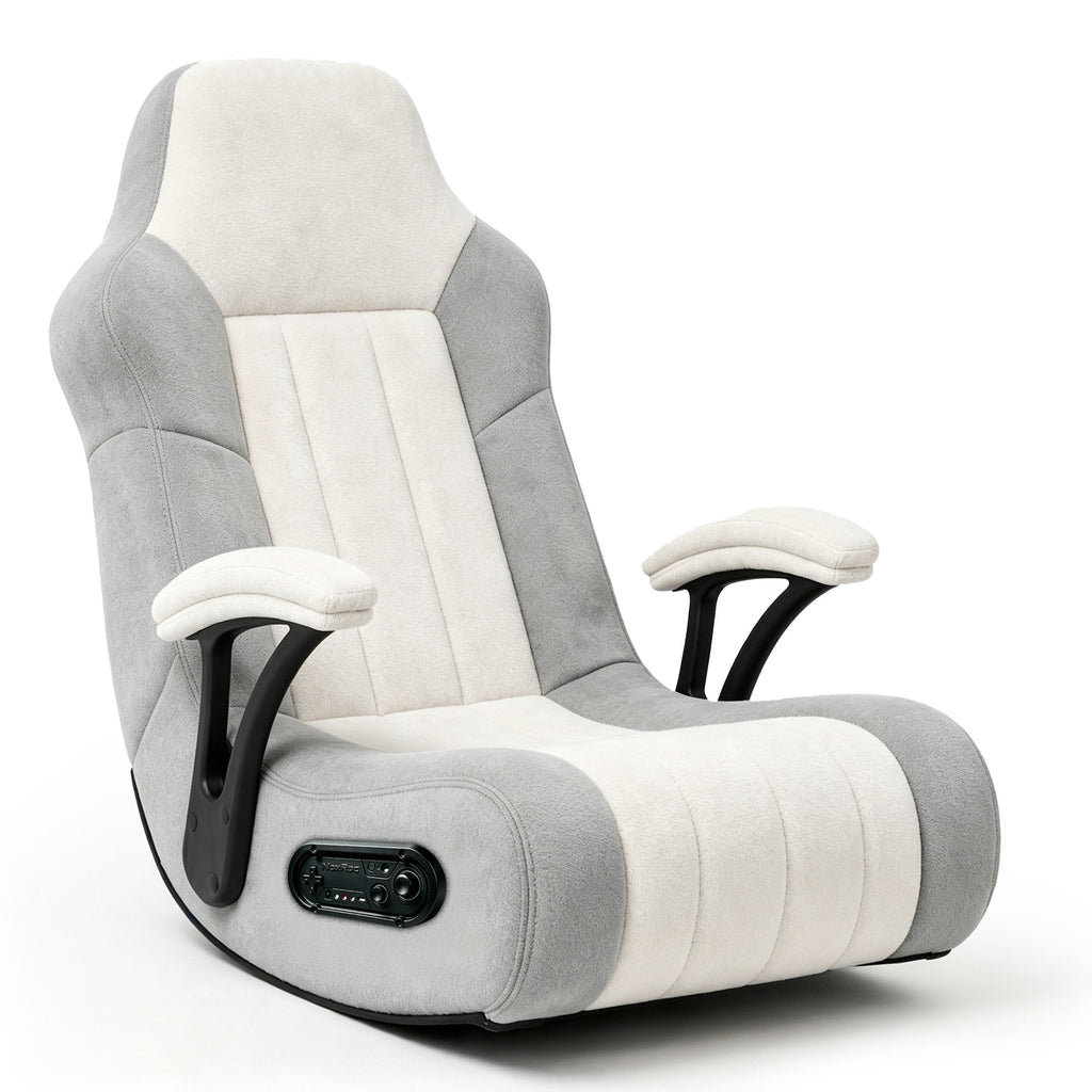 NoxRoc Gaming Floor Rocking Chair, Built-in Speakers with RGB LED, Foldable Soft Suede Floor Game Chair with Padded Armrests for Girls Teens Adults, Bedroom Game Room, Gamer Gift