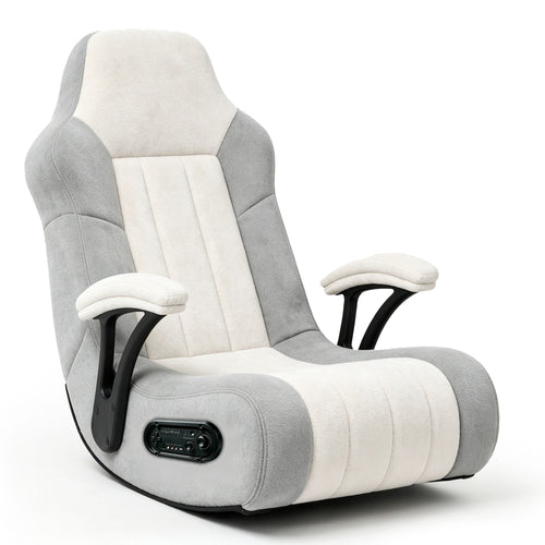 NoxRoc Gaming Floor Rocking Chair, Built-in Speakers with RGB LED, Foldable Soft Suede Floor Game Chair with Padded Armrests for Girls Teens Adults, Bedroom Game Room, Gamer Gift