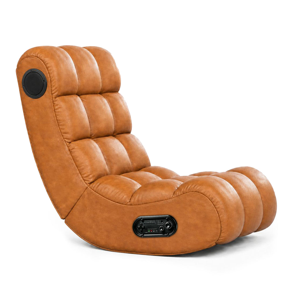 NoxRoc Video Gaming Floor Rocker Chair, Built-in Dual Speakers & RGB LED Lights, Grid Tufted Plush Sponge Foldable Game Chair for Adults Teens, Bedroom Game Room, Gifts for Gamers