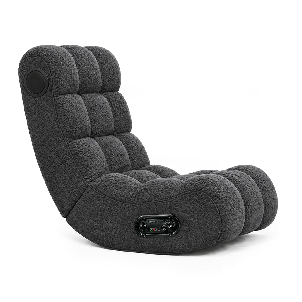 NoxRoc Video Gaming Floor Rocker Chair, Built-in Dual Speakers & RGB LED Lights, Grid Tufted Plush Sponge Foldable Game Chair for Adults Teens, Bedroom Game Room, Gifts for Gamers