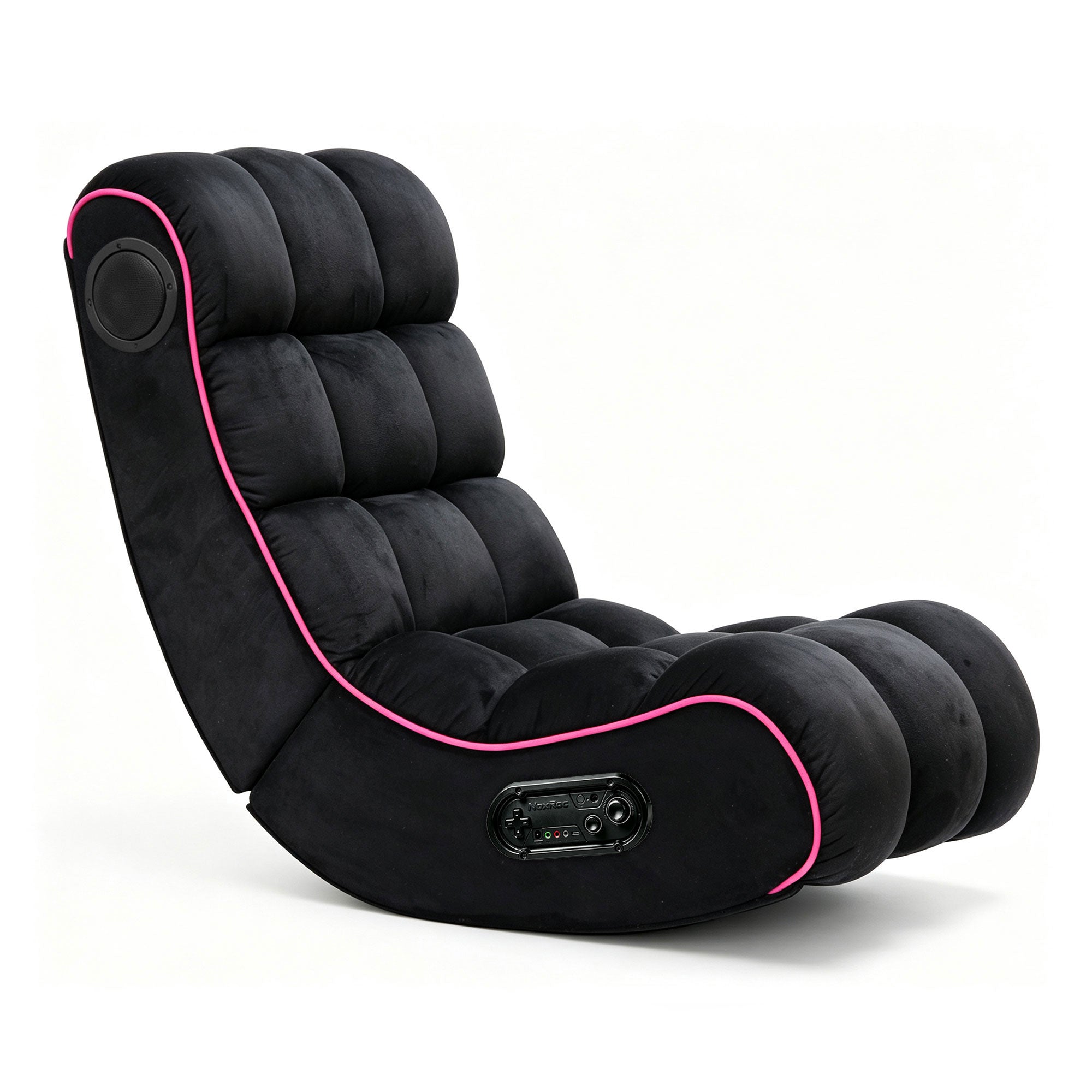 NoxRoc Video Gaming Floor Rocker Chair, Built-in Dual Speakers & RGB LED Lights, Grid Tufted Plush Sponge Foldable Game Chair for Adults Teens, Bedroom Game Room, Gifts for Gamers