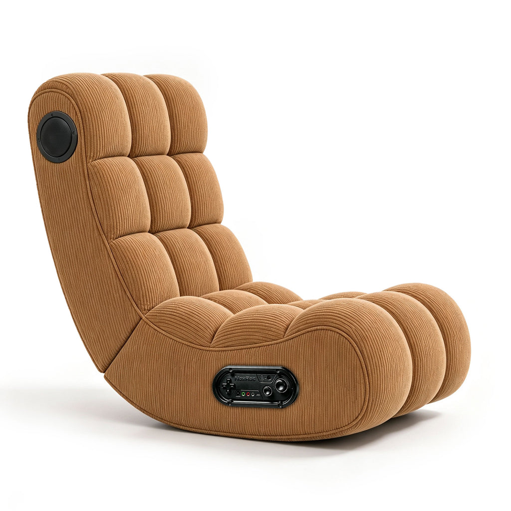 NoxRoc Video Gaming Floor Rocker Chair, Built-in Dual Speakers & RGB LED Lights, Grid Tufted Plush Sponge Foldable Game Chair for Adults Teens, Bedroom Game Room, Gifts for Gamers