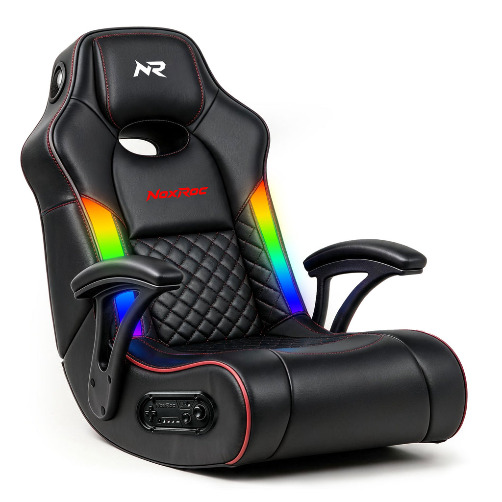 NoxRoc Video Gaming Floor Rocker Chair With Armrests, Built-in Audio, RGB LED, College Dorm Essentials for Guys and Girls, Bedroom, Dorm Room Essentials, Foldable, Gifts for Gamers