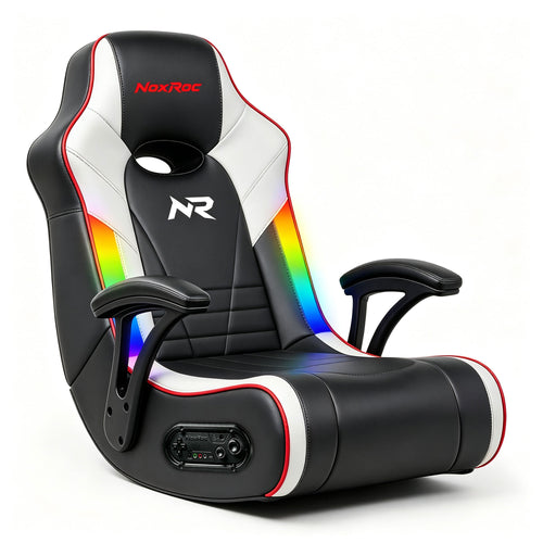 NoxRoc Video Gaming Floor Rocker Chair With Armrests, Built-in Audio, RGB LED, College Dorm Essentials for Guys and Girls, Bedroom, Dorm Room Essentials, Foldable, Gifts for Gamers