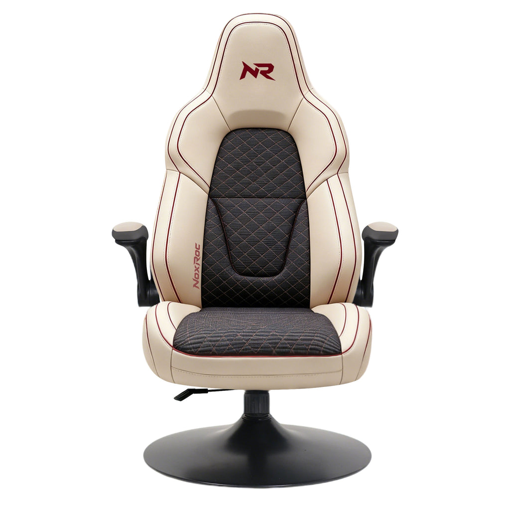 NoxRoc Console Rocker Gaming Chair, Built-in Speakers with RGB LED, Swivel Seat with Lumbar Support | 360° swivel rocker gaming chair with lumbar support