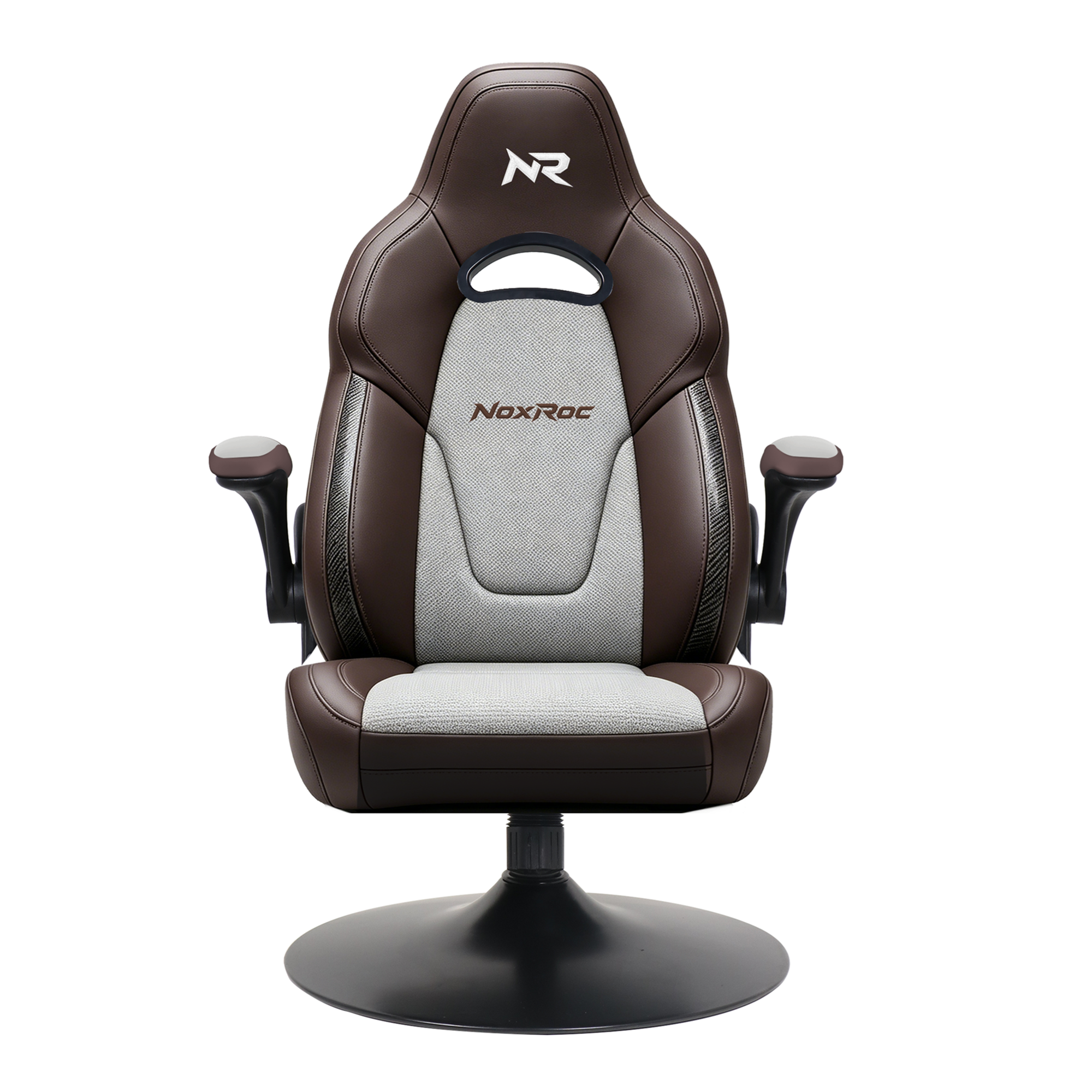 NoxRoc Console Rocker Gaming Chair, Built-in Speakers with RGB LED, Swivel Seat with Lumbar Support | 360° swivel rocker gaming chair with lumbar support, flip-up arms and stable base for console gaming or reading.
