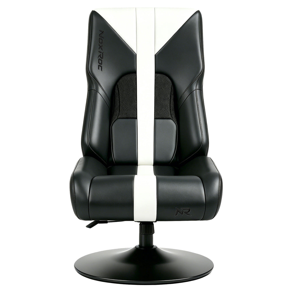 NoxRoc Console Rocker Gaming Chair, Built-in Speakers with RGB LED, Swivel Seat with Lumbar Support | 360° swivel rocker gaming chair with lumbar support