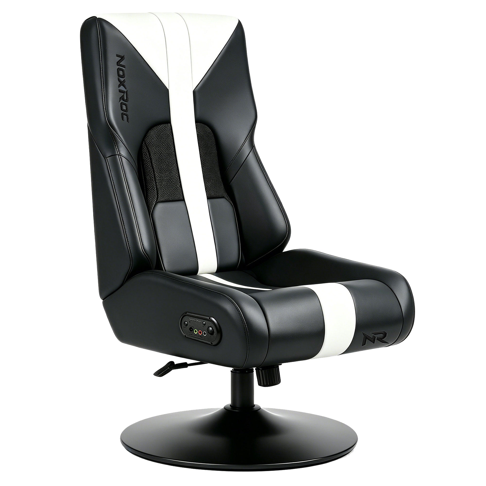 NoxRoc Console Rocker Gaming Chair, Built-in Speakers with RGB LED, Swivel Seat with Lumbar Support | 360° swivel rocker gaming chair with lumbar support