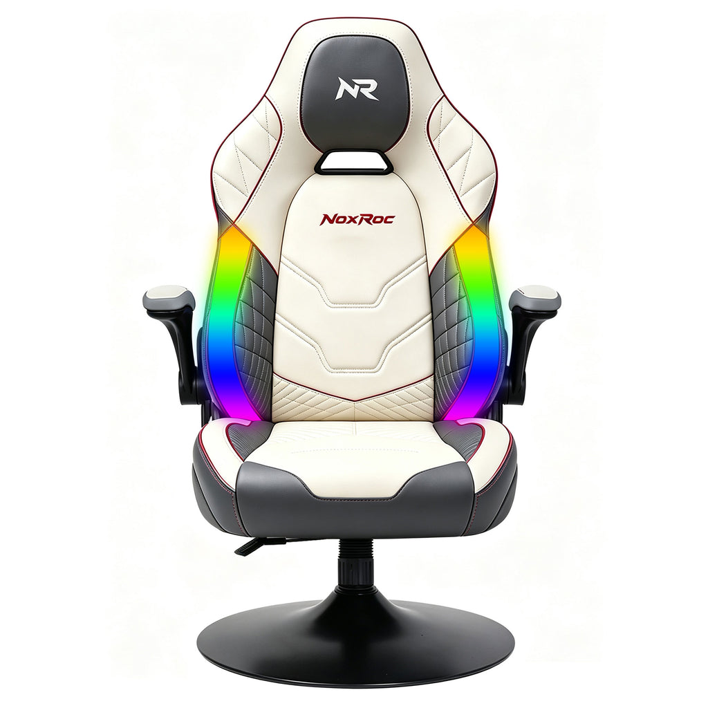 NoxRoc Pedestal Gaming Chair, Built-in 2.0 AUDIO, RGB LED, 360° Swivel Seat with Lumbar Support, Sapphire