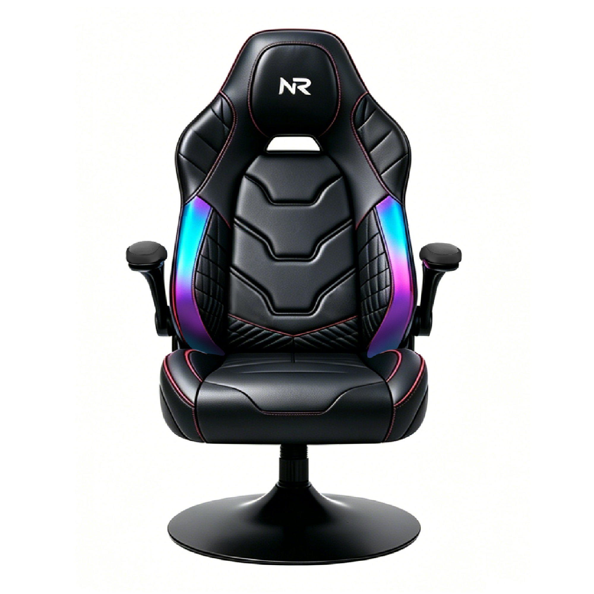 NoxRoc Console Rocker Gaming Chair, Built-in Speakers with RGB LED, Swivel Seat with Lumbar Support | 360° swivel rocker gaming chair with lumbar support, flip-up arms and stable base for console gaming or reading.
