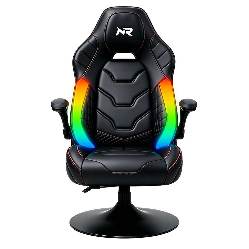 NoxRoc Pedestal Gaming Chair, Built-in 2.0 AUDIO, RGB LED, 360° Swivel Seat with Lumbar Support, Sapphire