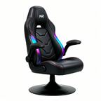 NoxRoc Console Rocker Gaming Chair, Built-in Speakers with RGB LED, Swivel Seat with Lumbar Support | 360° swivel rocker gaming chair with lumbar support, flip-up arms and stable base for console gaming or reading.