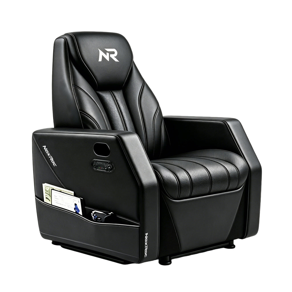NoxRoc Gaming Recliner Chair, Built-in 2.1 Channel Stereo Speaker, Racing Style Single PU Leather Sofa Modern Living Room Recliners Ergonomic Comfortable Home Theater Seating