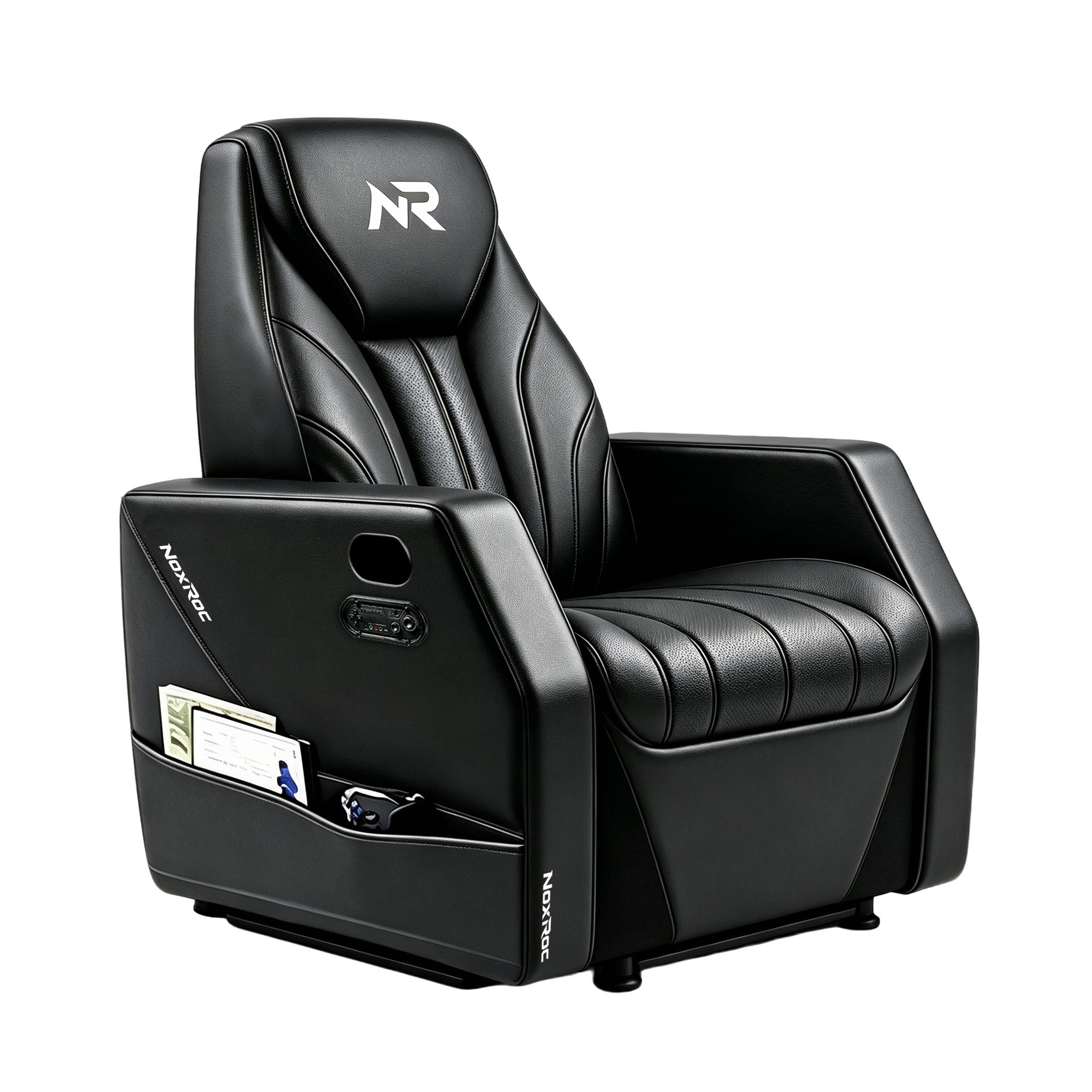 NoxRoc Gaming Recliner Chair, Built-in 2.1 Channel Stereo Speaker, Racing Style Single PU Leather Sofa Modern Living Room Recliners Ergonomic Comfortable Home Theater Seating