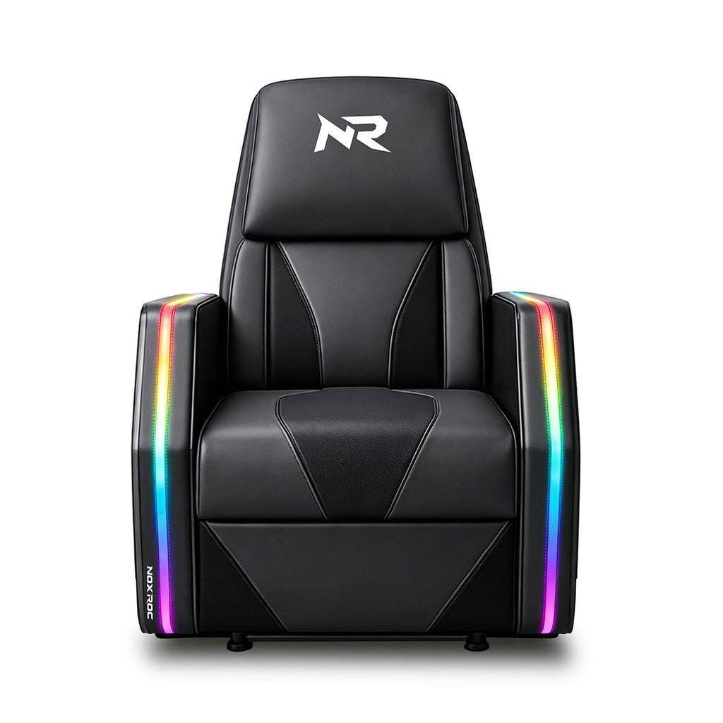 NoxRoc Gaming Recliner Chair, Built-in 2.1 Channel Stereo Speaker, RGB LED, Racing Style Single PU Leather Sofa Modern Living Room Recliners Ergonomic Comfortable Home Theater Seating