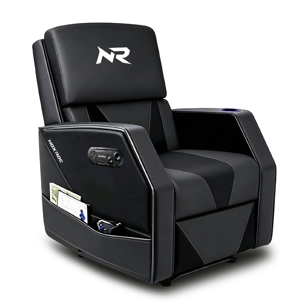 NoxRoc Gaming Recliner Chair, Built-in 2.1 Channel Stereo Speaker, Racing Style Single PU Leather Sofa Modern Living Room Recliners Ergonomic Comfortable Home Theater Seating