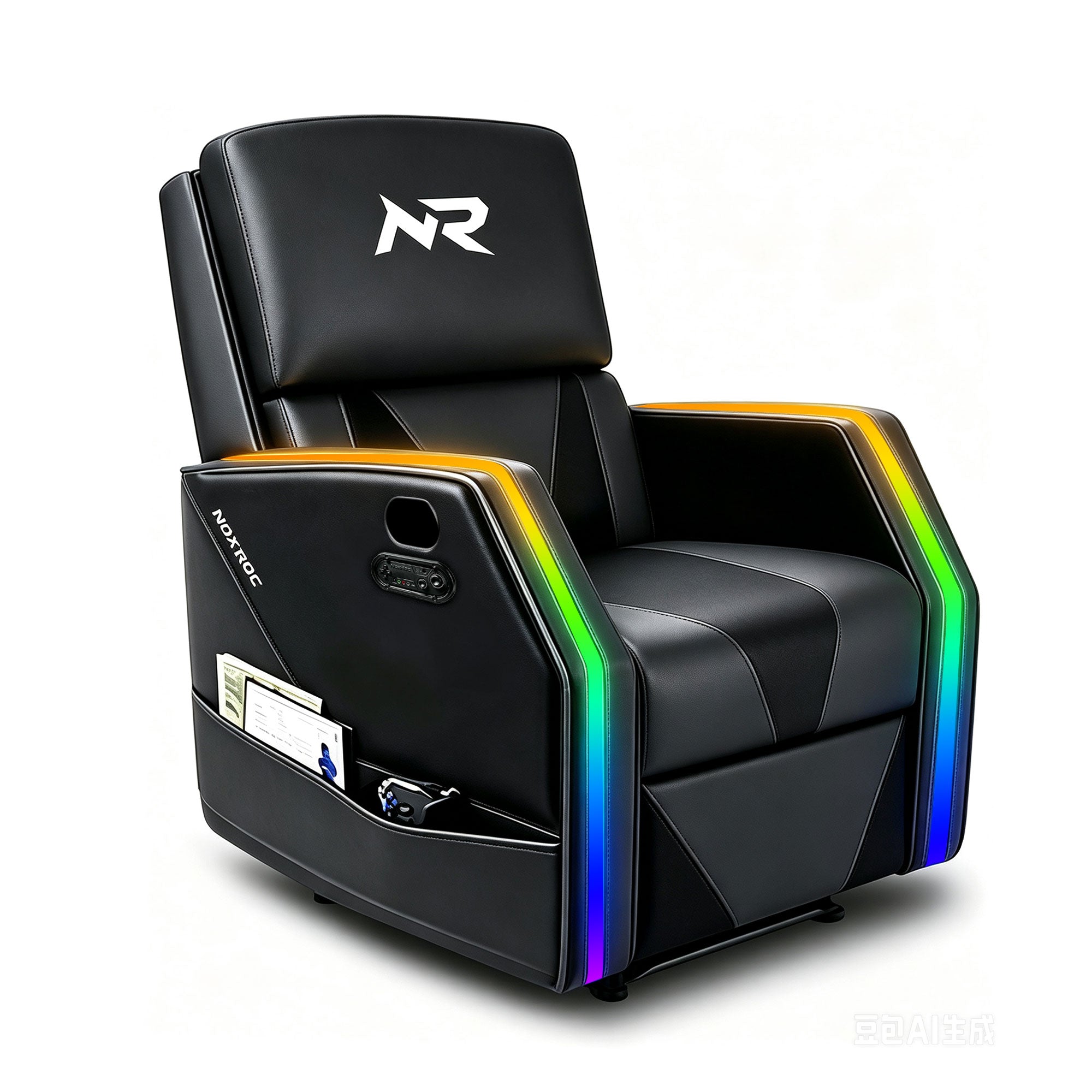 NoxRoc Gaming Recliner Chair, Built-in 2.1 Channel Stereo Speaker, RGB LED, Racing Style Single PU Leather Sofa Modern Living Room Recliners Ergonomic Comfortable Home Theater Seating