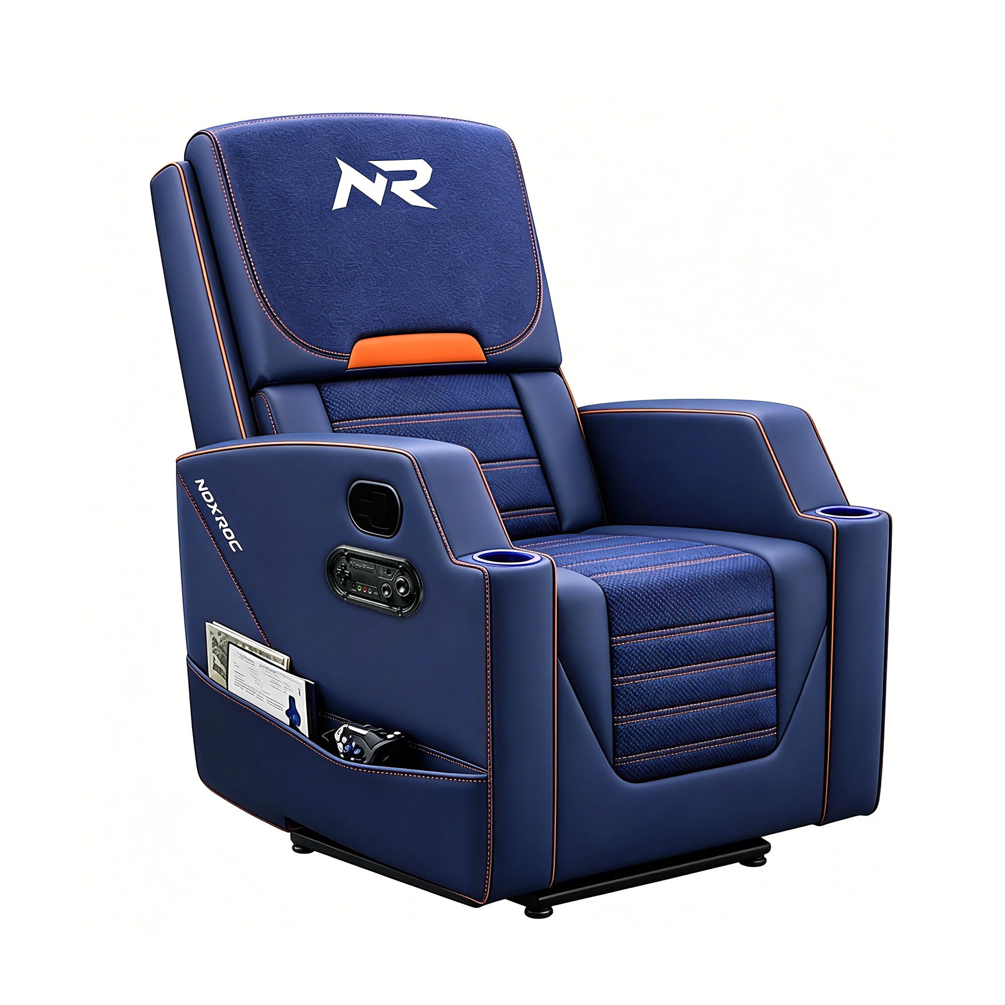 NoxRoc Gaming Recliner Chair, Built-in 2.1 Channel Stereo Speaker, Racing Style Single PU Leather Sofa Modern Living Room Recliners Ergonomic Comfortable Home Theater Seating